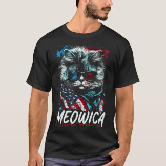 T-shirt Lunettes de soleil Meowica vintage Drapeau américa