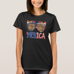 T-shirt Lunettes de soleil Merica Drapeau américain Chien
