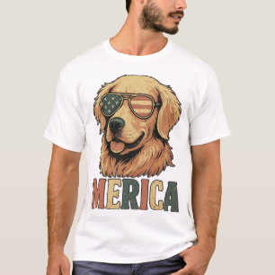 T-shirt Lunettes de soleil 'Merica Golden Retriever