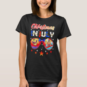 T-shirt Lunettes de soleil Noël en juillet Santa Surfant M