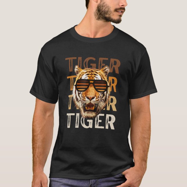 T-shirt Lunettes de soleil orange rayées pour bébé Tiger, (Devant)