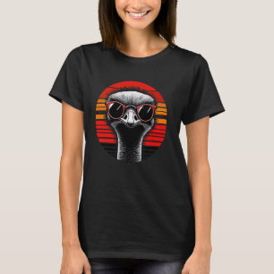 T-shirt Lunettes de soleil Ostrich Bird Sunset Retro Style