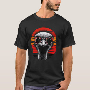 T-shirt Lunettes de soleil Ostrich Bird Sunset Retro Style