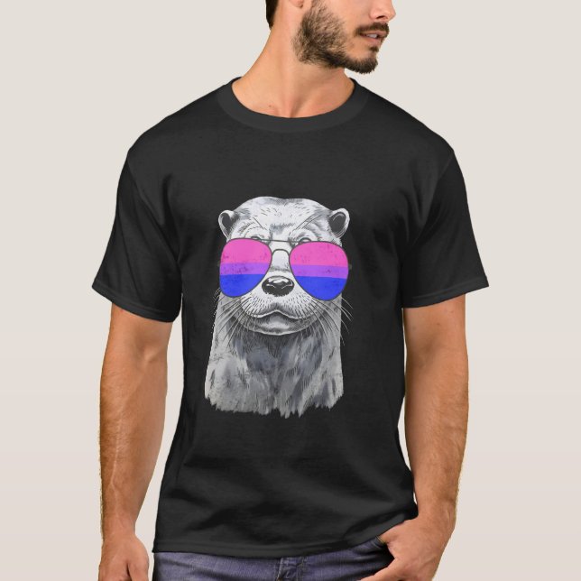 T-shirt Lunettes de soleil Otter Transgender Pride (Devant)