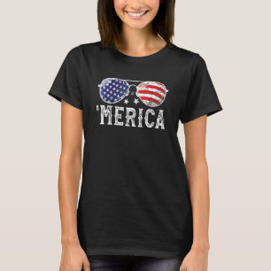 T-shirt Lunettes de soleil Patriotique 4 juillet Merica po