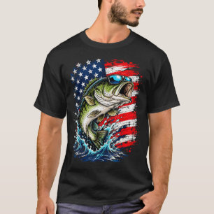 T-shirt Lunettes de soleil pêche bass patriotique drapeau
