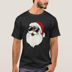 T-shirt Lunettes de soleil Père Noël Noir Hommes Rétro Noë