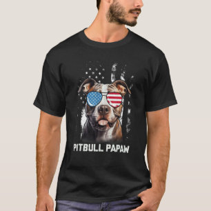 T-shirt Lunettes de soleil Pitbull Papaw Drapeau Américain