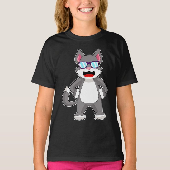 T-shirt Lunettes de soleil pour chat (Devant)