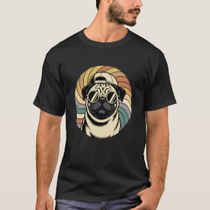 T-shirt Lunettes de soleil Pug Tourbillon Rétro Pugs Chino