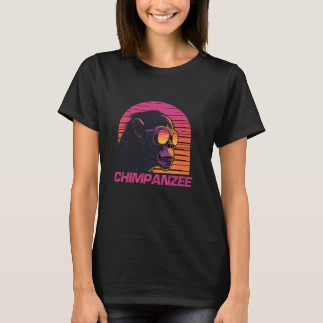 T-shirt Lunettes de soleil Retro cool Chimpanzé (Devant)
