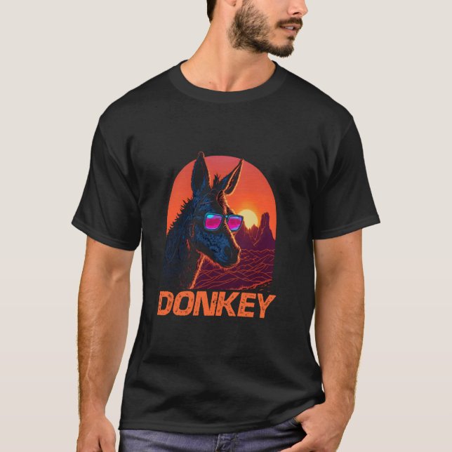 T-shirt Lunettes de soleil Retro cool Donkey (Devant)
