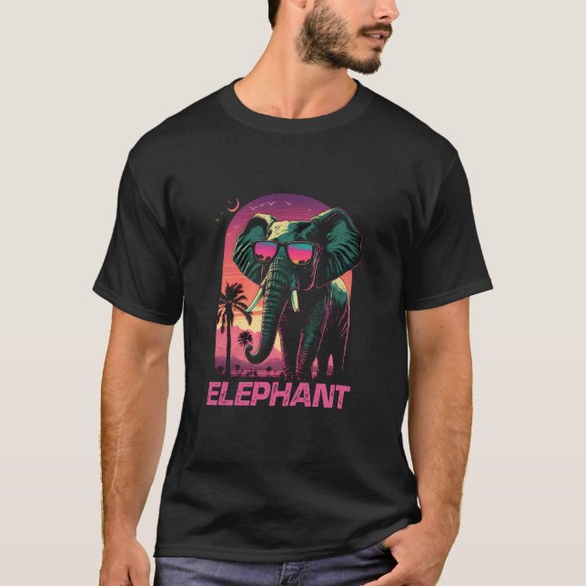 T-shirt Lunettes de soleil Retro cool Elephant (Devant)