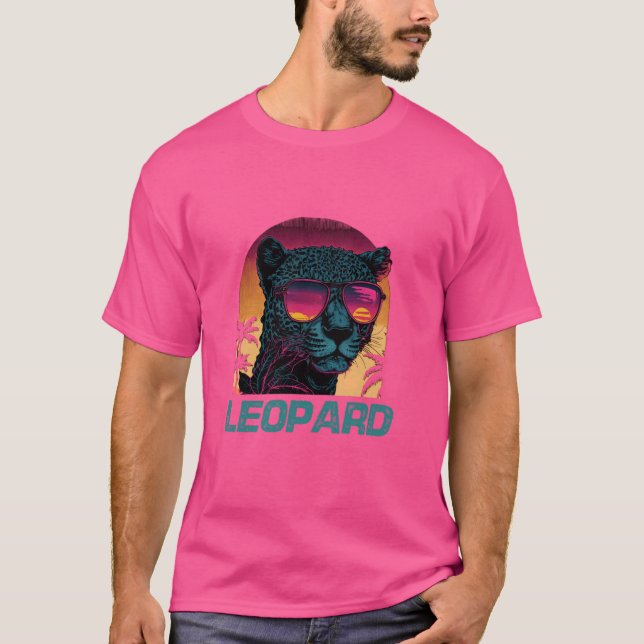T-shirt Lunettes de soleil Retro cool Leopard (Devant)