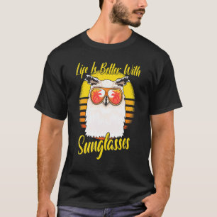 T-shirt Lunettes de soleil Rétro Coucher de soleil Plage V