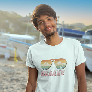 T-shirt Lunettes de soleil Retro Rainbow Beachy avec palmi