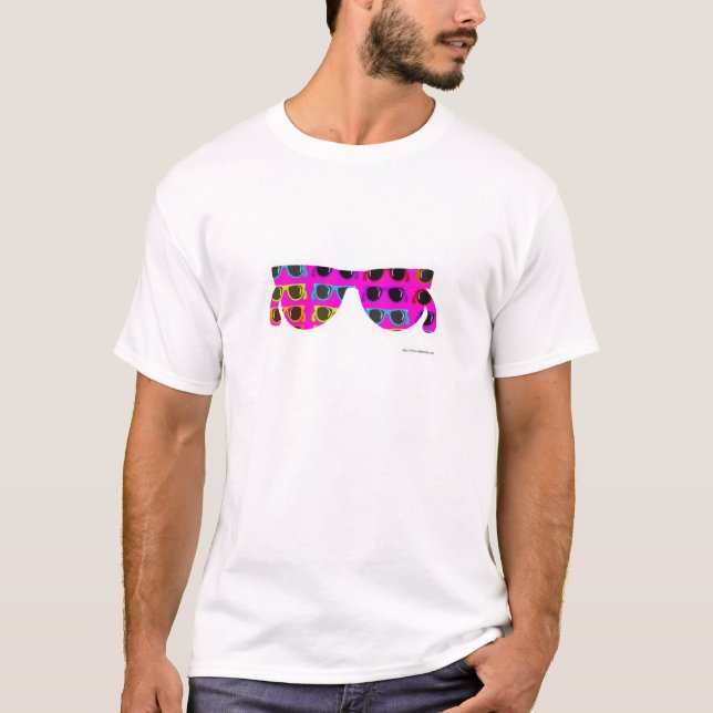 T-shirt Lunettes de soleil rose chaud Epic Neon Retro Desi (Devant)