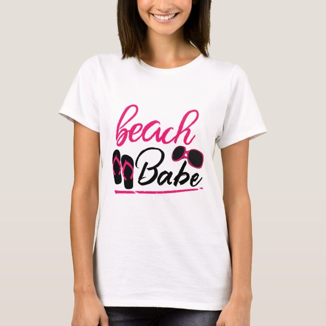T-shirt lunettes de soleil roses de plage (Devant)