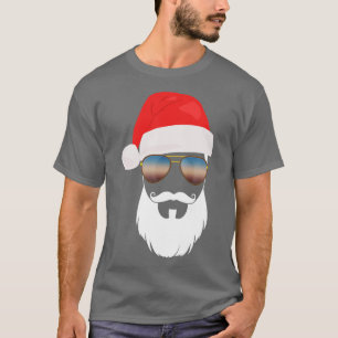 T-shirt Lunettes de soleil Santa Hat Beard Père Noël Prese