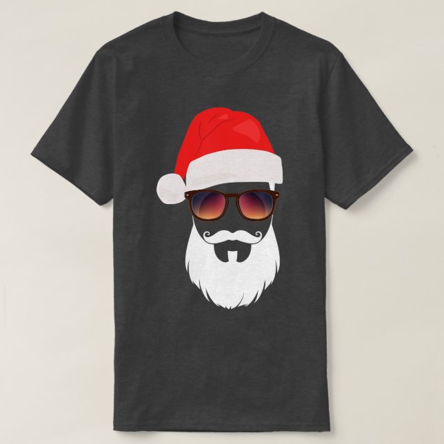 T-shirt Lunettes de soleil Santa Hat Beard Père Noël Prese (Design devant)