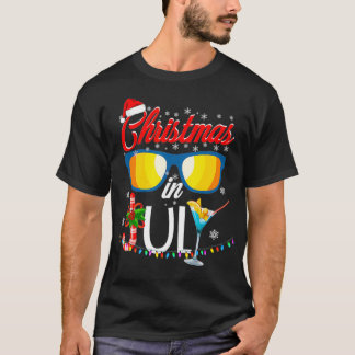 T-shirt Lunettes de soleil Santa Hat Noël Été En Juillet (