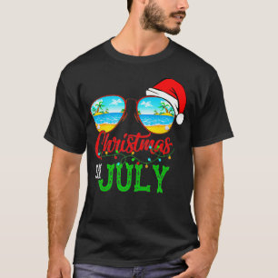 T-shirt Lunettes de soleil Santa Hat Noël Été En Juillet P