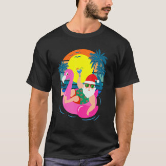 T-shirt Lunettes de soleil Santa Retro Pool Party Flamingo