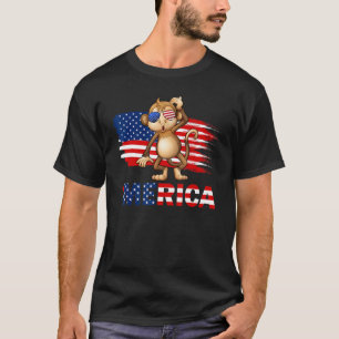 T-shirt Lunettes de soleil singe américain Drapeau Merica