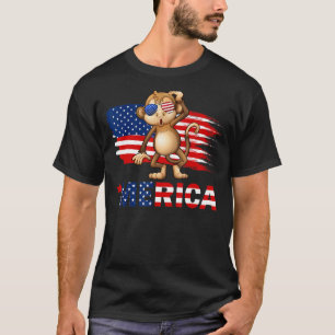 T-shirt Lunettes de soleil singe américain Drapeau Merica 