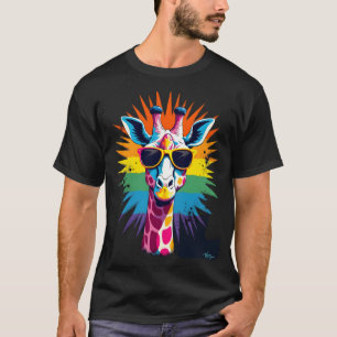 T-shirt Lunettes de soleil vintage Girafe Drôle Animal Afr