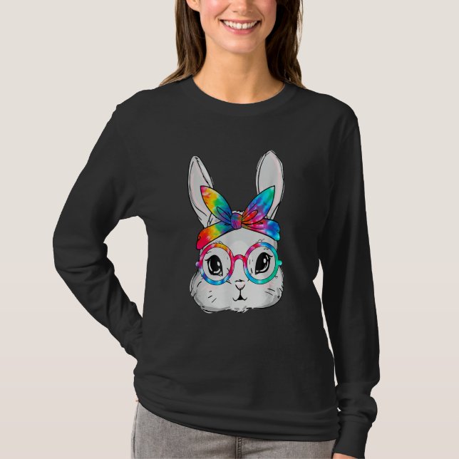 T-shirt Lunettes de soleil visage lapin Tie Dye Lunettes d (Devant)