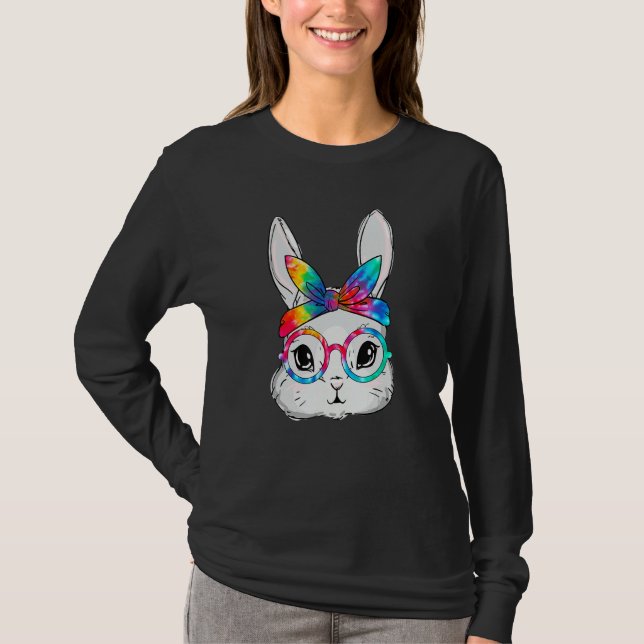 T-shirt Lunettes de soleil visage lapin Tie Dye Lunettes d (Devant)