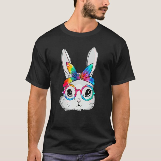 T-shirt Lunettes de soleil visage lapin Tie Dye Lunettes d (Devant)