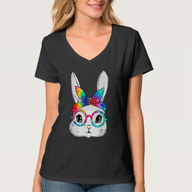 T-shirt Lunettes de soleil visage lapin Tie Dye Lunettes d (Devant)