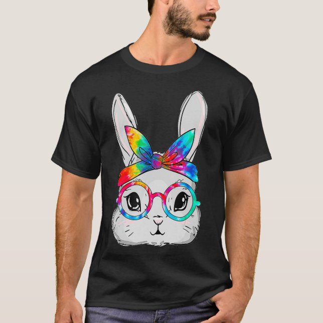 T-shirt Lunettes de soleil visage lapin Tie Dye Lunettes d (Devant)