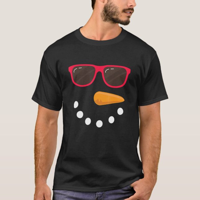 T-shirt Lunettes de soleil visage Snowman Costume Snowman  (Devant)