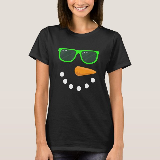 T-shirt Lunettes de soleil visage Snowman Costume Snowman  (Devant)