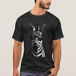 T-shirt Lunettes de soleil Zèbre Artwork Amateur d'animaux