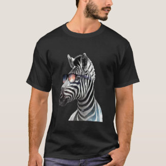 T-shirt Lunettes de soleil Zèbre Artwork Amateur d'animaux