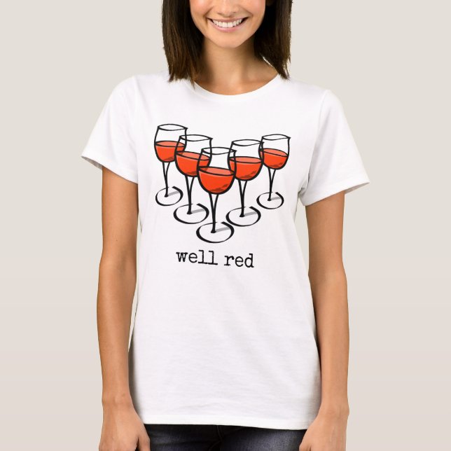 T-shirt Lunettes de vin de dessin bien Red Winery Humour (Devant)