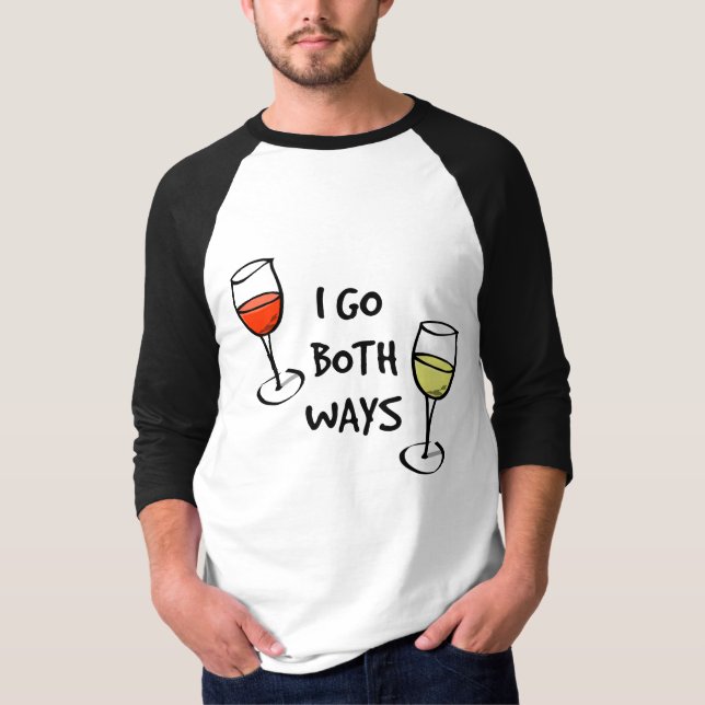 T-shirt Lunettes de vin de dessin Je vais les deux façons  (Devant)