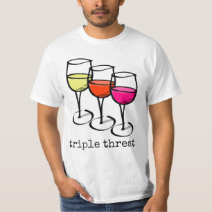 T-shirt Lunettes de vin de dessin triple menace drôle Winn