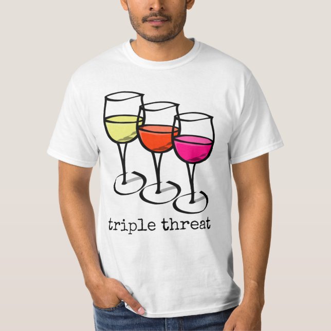 T-shirt Lunettes de vin de dessin triple menace drôle Winn (Devant)