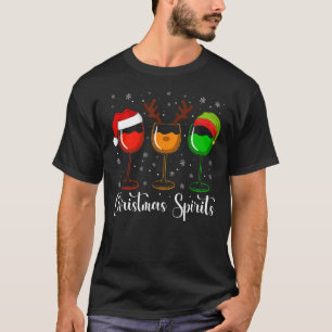 T-shirt Lunettes De Vin Esprits De Noël Joyeux Elfes