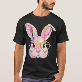 T-shirt Lunettes de visage de lapin drôle Œufs Lapin Joyeu