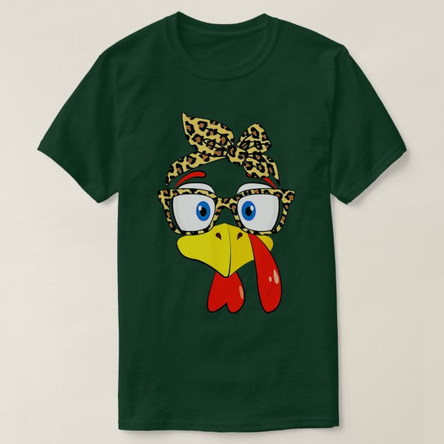 T-shirt Lunettes de visage de Turquie Leopard Headband Tha (Design devant)
