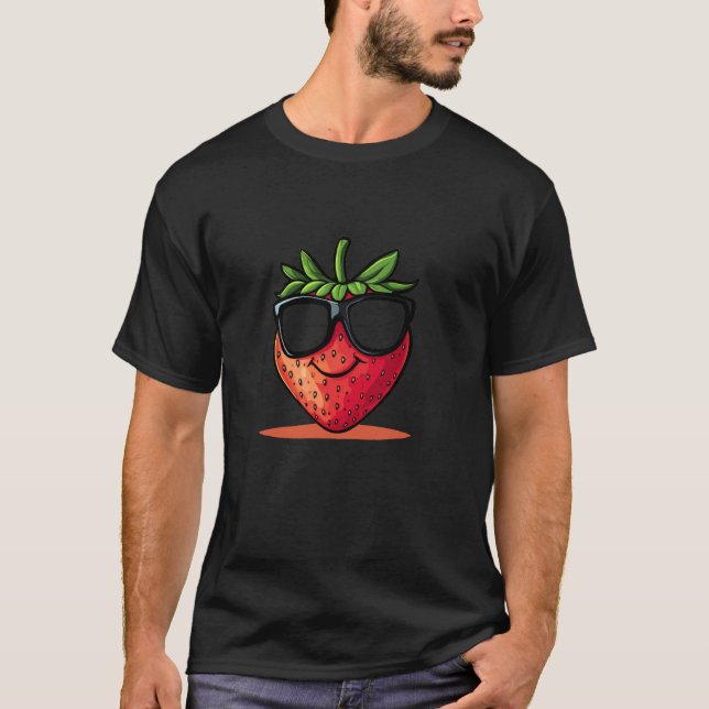 T-shirt Lunettes décontractées Costume fraise (Devant)