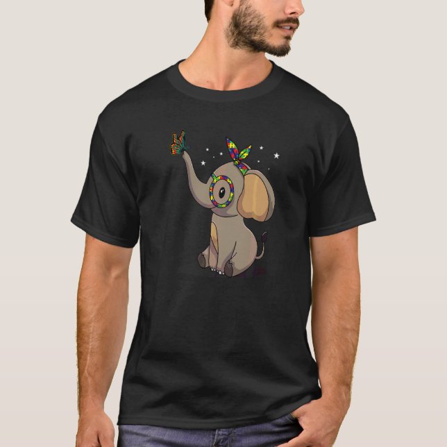 T-shirt Lunettes d'éléphant de sensibilisation à l'autisme (Devant)
