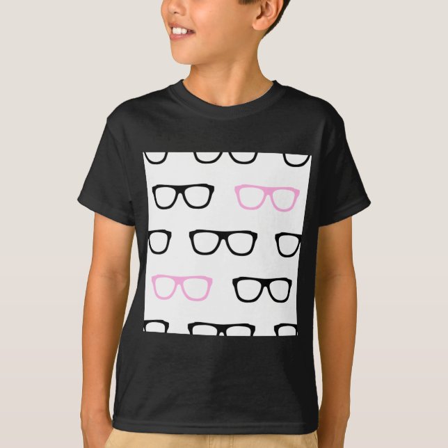 T-shirt lunettes geek geek rose (Devant)