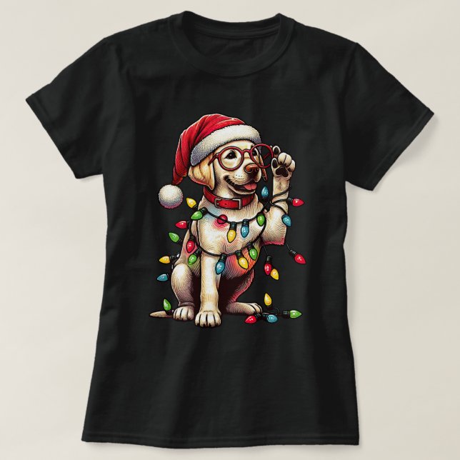 T-shirt Lunettes Labrador Retriever Père Noël Christmas Do (Design devant)